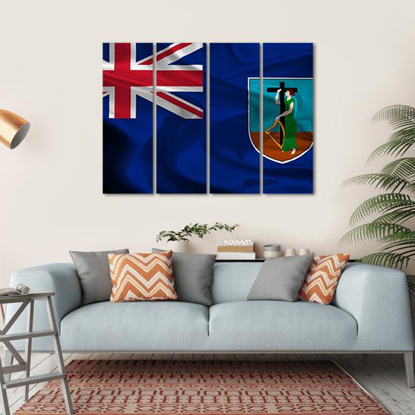 Flag Of British Overseas Territory Montserrat Canvas Wall Art-4 Horizontal-Gallery Wrap-34" x 24"-Tiaracle