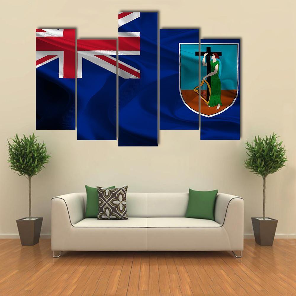 Flag Of British Overseas Territory Montserrat Canvas Wall Art-5 Pop-Gallery Wrap-47" x 32"-Tiaracle