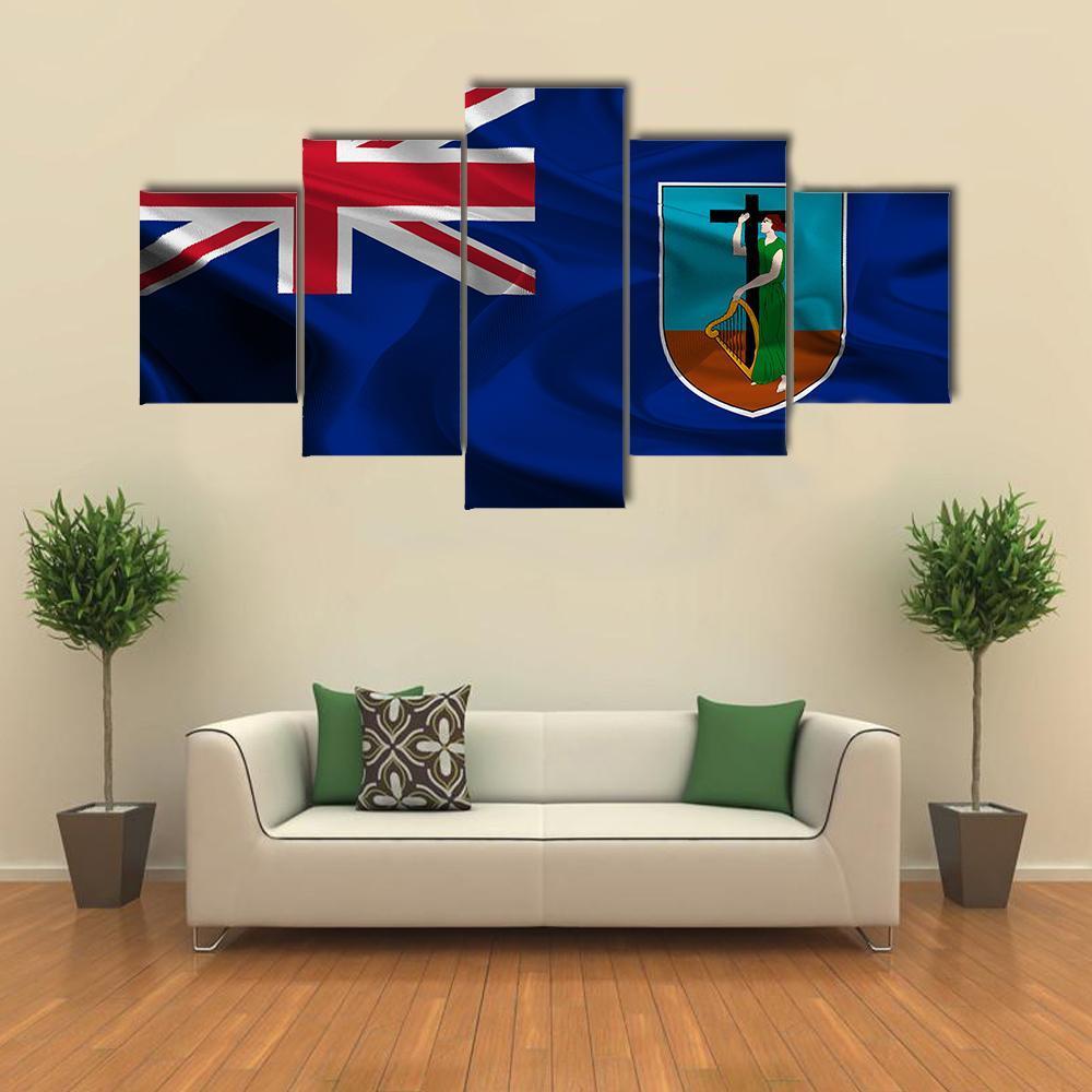 Flag Of British Overseas Territory Montserrat Canvas Wall Art-3 Horizontal-Gallery Wrap-37" x 24"-Tiaracle