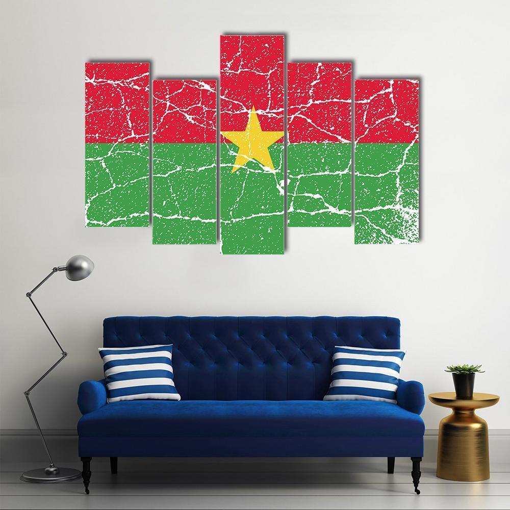 Flag Of Burkina Faso Canvas Wall Art-5 Pop-Gallery Wrap-47" x 32"-Tiaracle