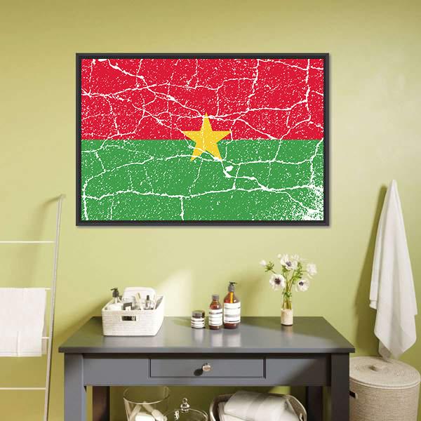Flag Of Burkina Faso Canvas Wall Art-1 Piece-Floating Frame-24" x 16"-Tiaracle