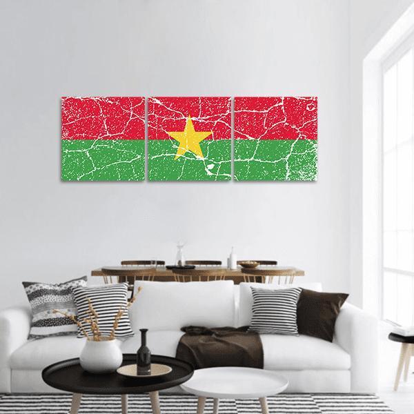 Flag Of Burkina Faso Panoramic Canvas Wall Art-3 Piece-25" x 08"-Tiaracle