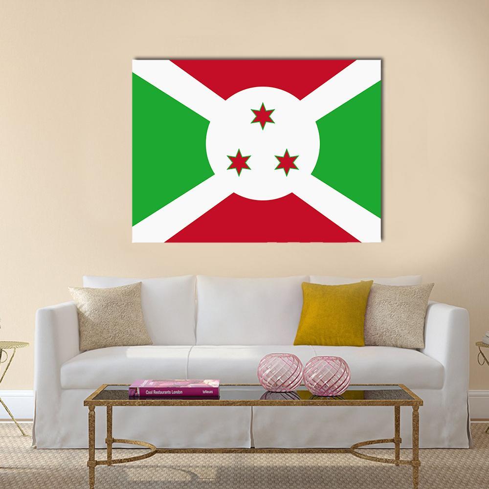 Flag Of Burundi Canvas Wall Art-1 Piece-Gallery Wrap-36" x 24"-Tiaracle