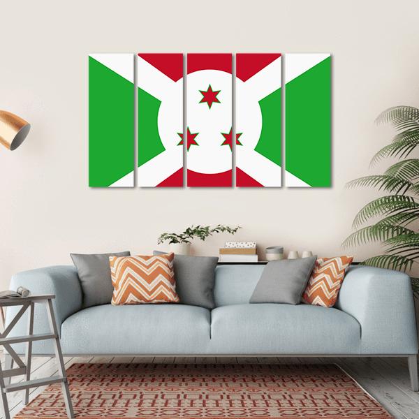 Flag Of Burundi Canvas Wall Art-5 Horizontal-Gallery Wrap-22" x 12"-Tiaracle
