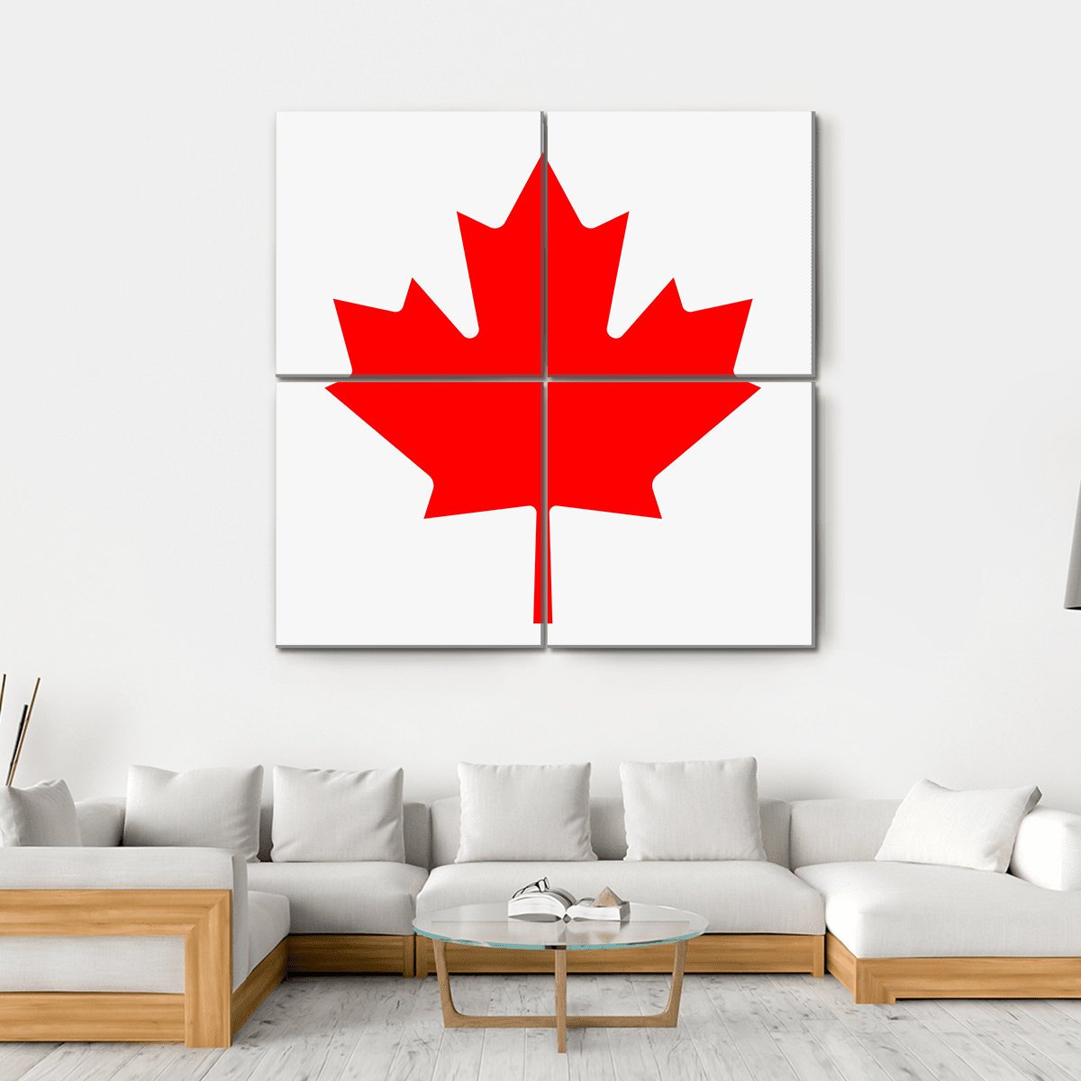 Flag Of Canada Canvas Wall Art-4 Square-Gallery Wrap-17" x 17"-Tiaracle