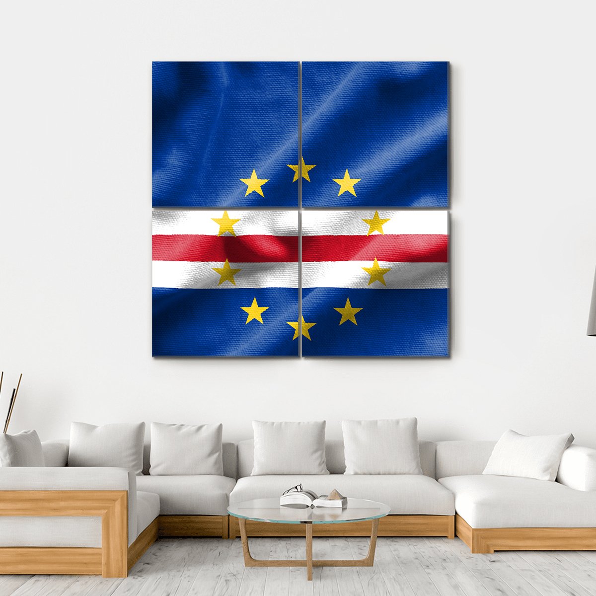 Flag Of Cape Verde Canvas Wall Art-4 Square-Gallery Wrap-17" x 17"-Tiaracle