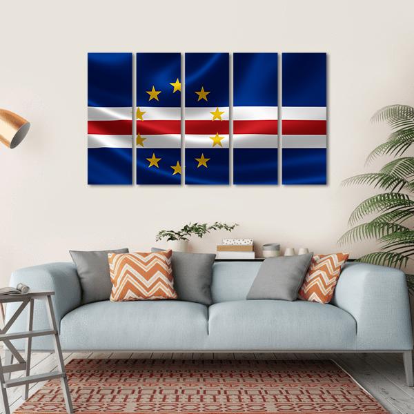 Flag Of Cape Verde Canvas Wall Art-5 Horizontal-Gallery Wrap-22" x 12"-Tiaracle