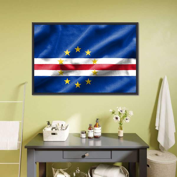 Flag Of Cape Verde Canvas Wall Art-1 Piece-Floating Frame-24" x 16"-Tiaracle
