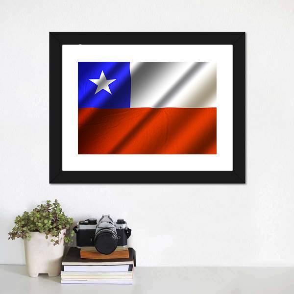 Flag Of Chile Canvas Wall Art-1 Piece-Framed Print-20&quot; x 16&quot;-Tiaracle