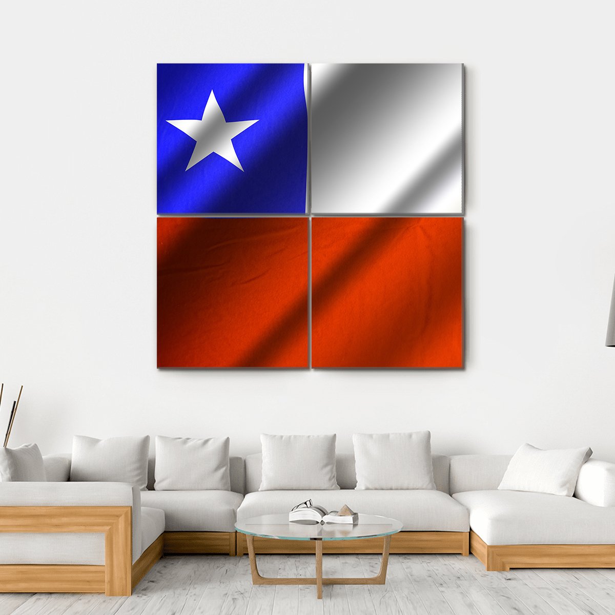 Flag Of Chile Canvas Wall Art-4 Square-Gallery Wrap-17&quot; x 17&quot;-Tiaracle