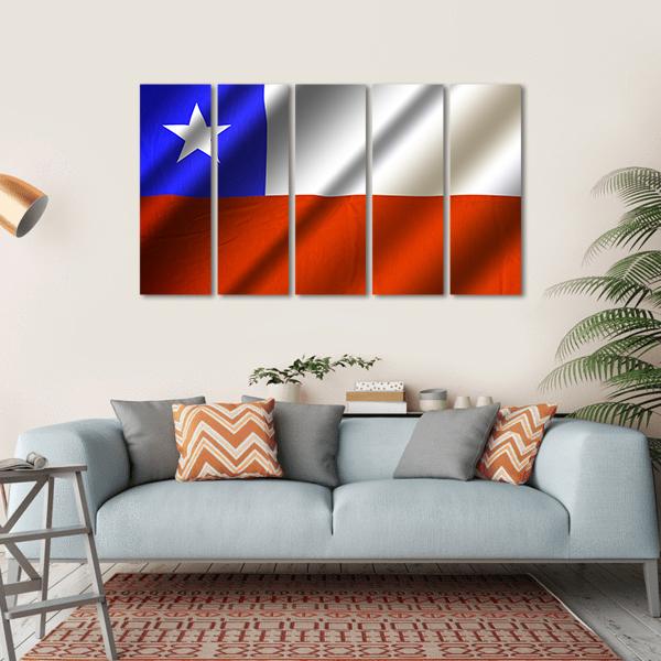 Flag Of Chile Canvas Wall Art-5 Horizontal-Gallery Wrap-22&quot; x 12&quot;-Tiaracle