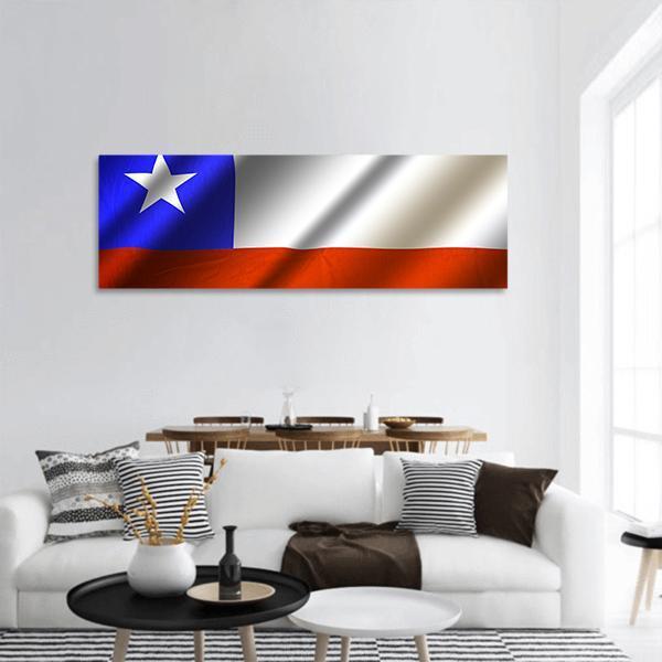 Flag Of Chile Panoramic Canvas Wall Art-1 Piece-36" x 12"-Tiaracle