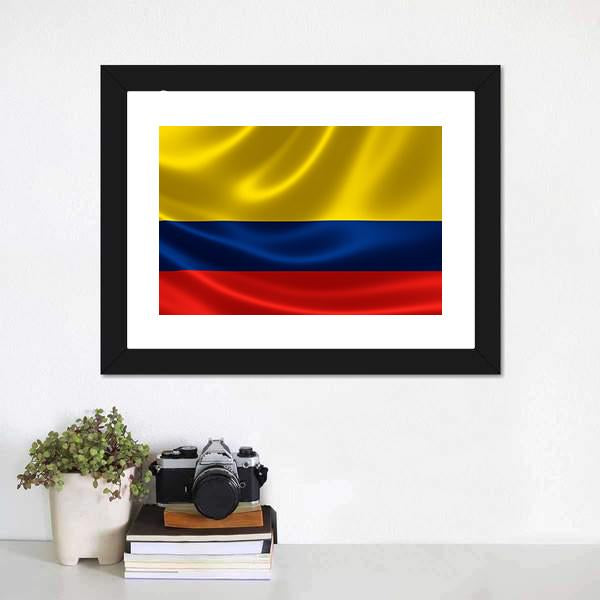Flag Of Colombia Canvas Wall Art-1 Piece-Framed Print-20" x 16"-Tiaracle