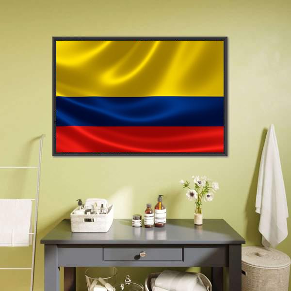 Flag Of Colombia Canvas Wall Art-1 Piece-Floating Frame-24" x 16"-Tiaracle