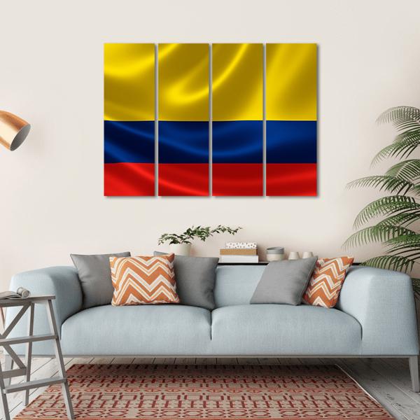 Flag Of Colombia Canvas Wall Art-4 Horizontal-Gallery Wrap-34" x 24"-Tiaracle
