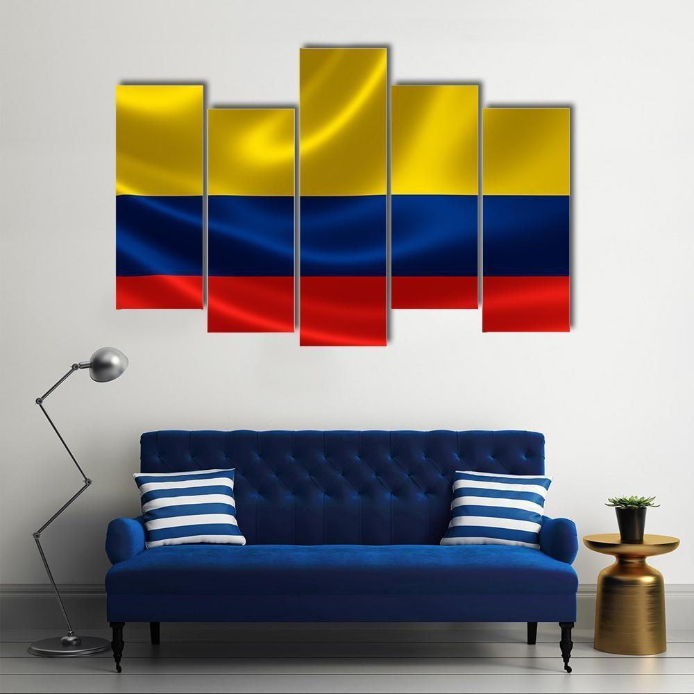 Flag Of Colombia Canvas Wall Art-4 Pop-Gallery Wrap-50" x 32"-Tiaracle