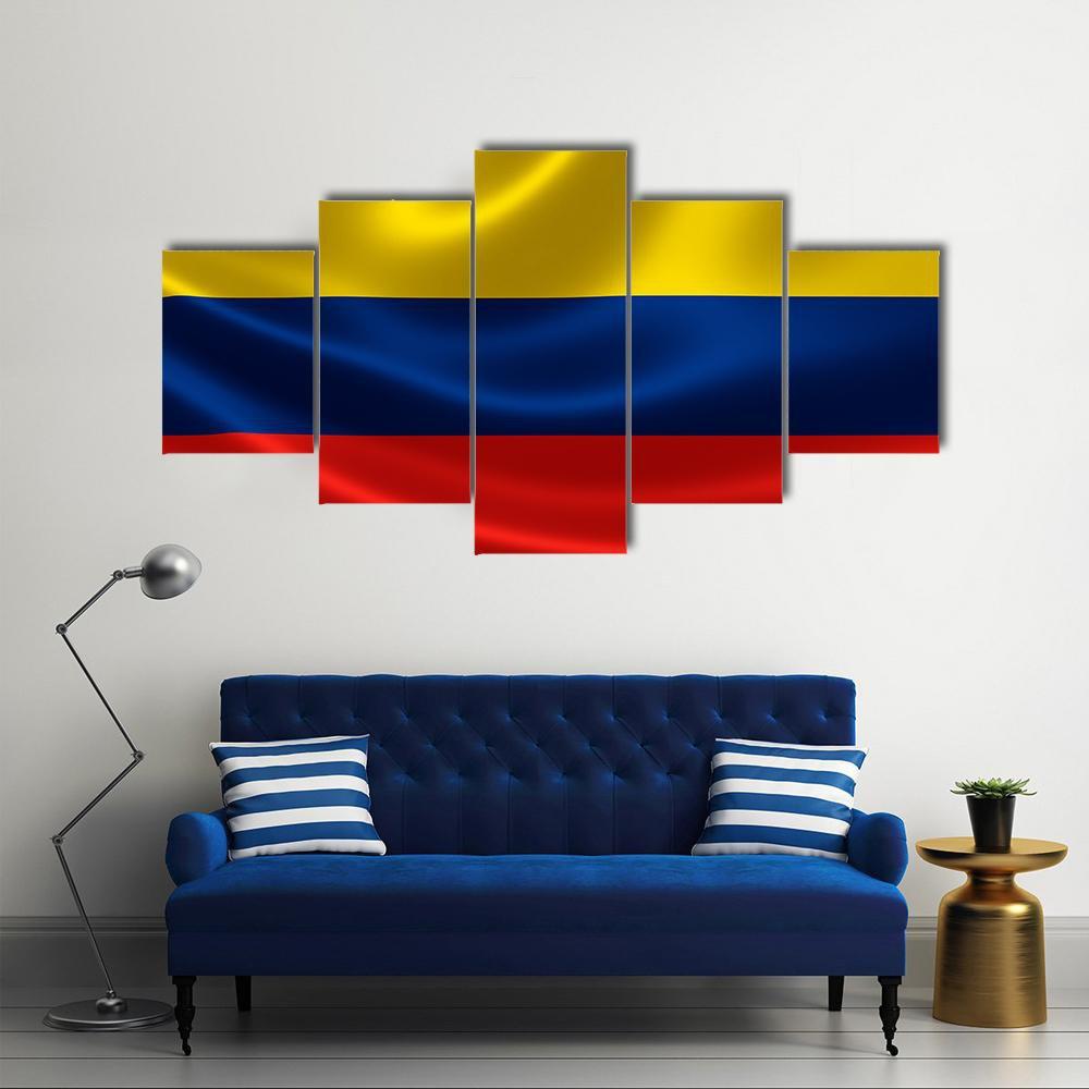Flag Of Colombia Canvas Wall Art-5 Star-Gallery Wrap-62" x 32"-Tiaracle