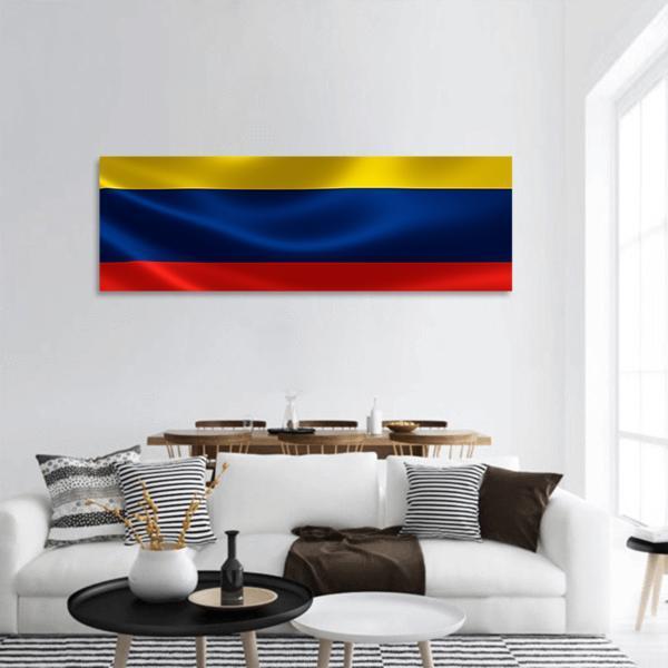 Flag Of Colombia Panoramic Canvas Wall Art-1 Piece-36" x 12"-Tiaracle