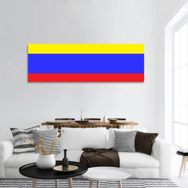 Colombia Flag Panoramic Canvas Wall Art-1 Piece-36" x 12"-Tiaracle