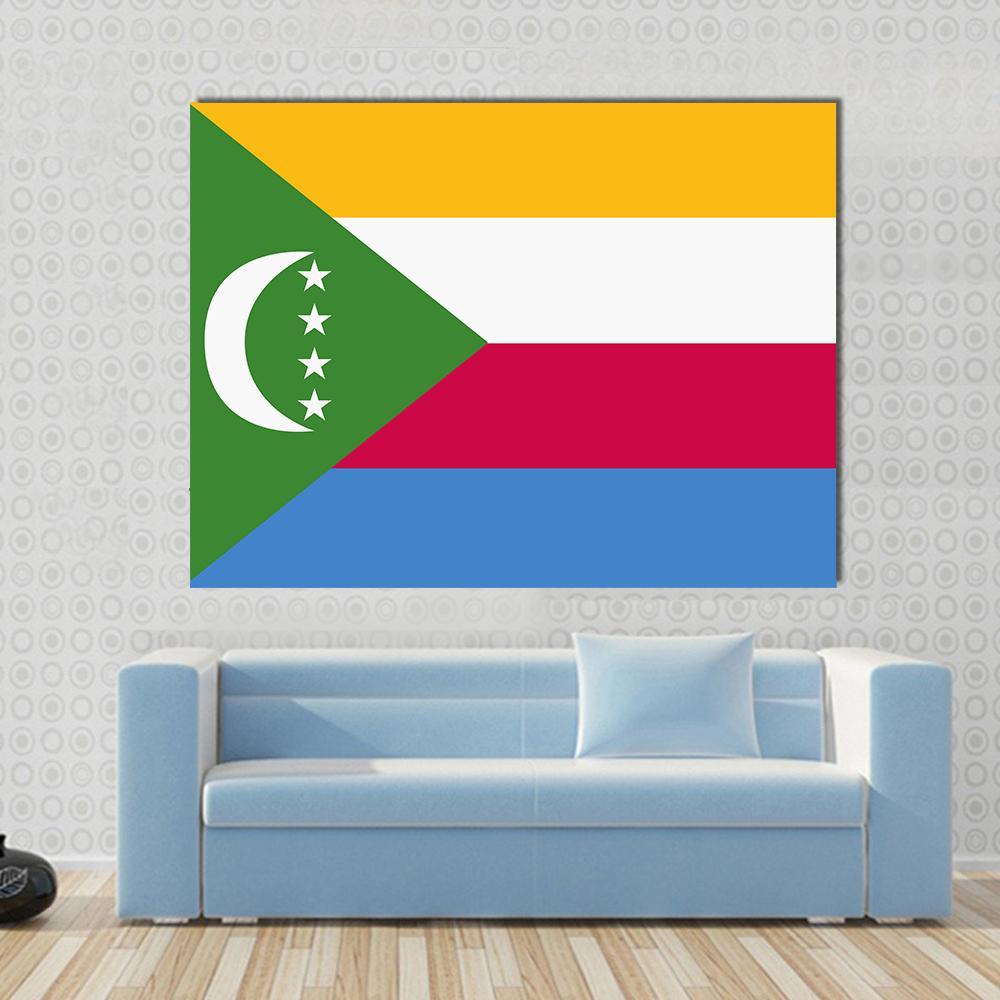 Flag Of Comoros Canvas Wall Art-4 Square-Gallery Wrap-17" x 17"-Tiaracle