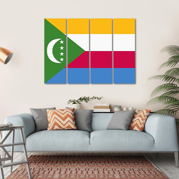 Flag Of Comoros Canvas Wall Art-4 Horizontal-Gallery Wrap-34" x 24"-Tiaracle