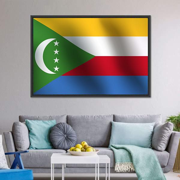 Flag Of Comoros Canvas Wall Art-3 Horizontal-Gallery Wrap-25" x 16"-Tiaracle