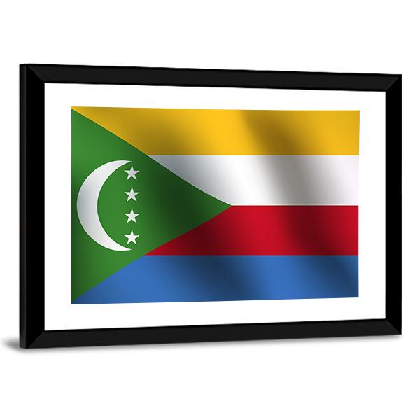 Flag Of Comoros Canvas Wall Art-3 Horizontal-Gallery Wrap-25" x 16"-Tiaracle