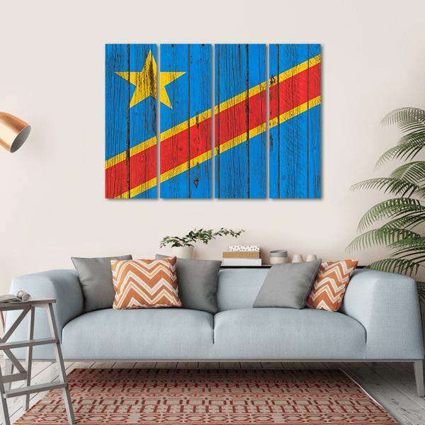 Flag Of Congo Canvas Wall Art-4 Horizontal-Gallery Wrap-34" x 24"-Tiaracle