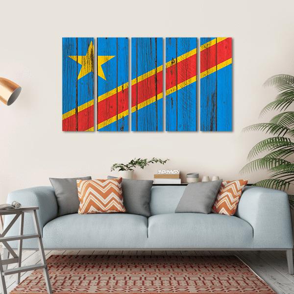 Flag Of Congo Canvas Wall Art-5 Horizontal-Gallery Wrap-22" x 12"-Tiaracle