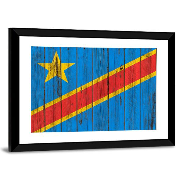 Flag Of Congo Canvas Wall Art-5 Horizontal-Gallery Wrap-22" x 12"-Tiaracle