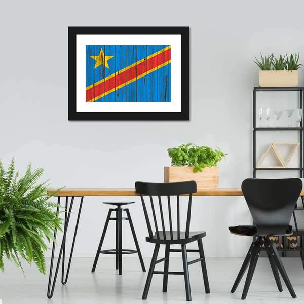 Flag Of Congo Canvas Wall Art-5 Horizontal-Gallery Wrap-22" x 12"-Tiaracle