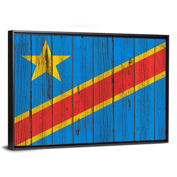 Flag Of Congo Canvas Wall Art-3 Horizontal-Gallery Wrap-25" x 16"-Tiaracle