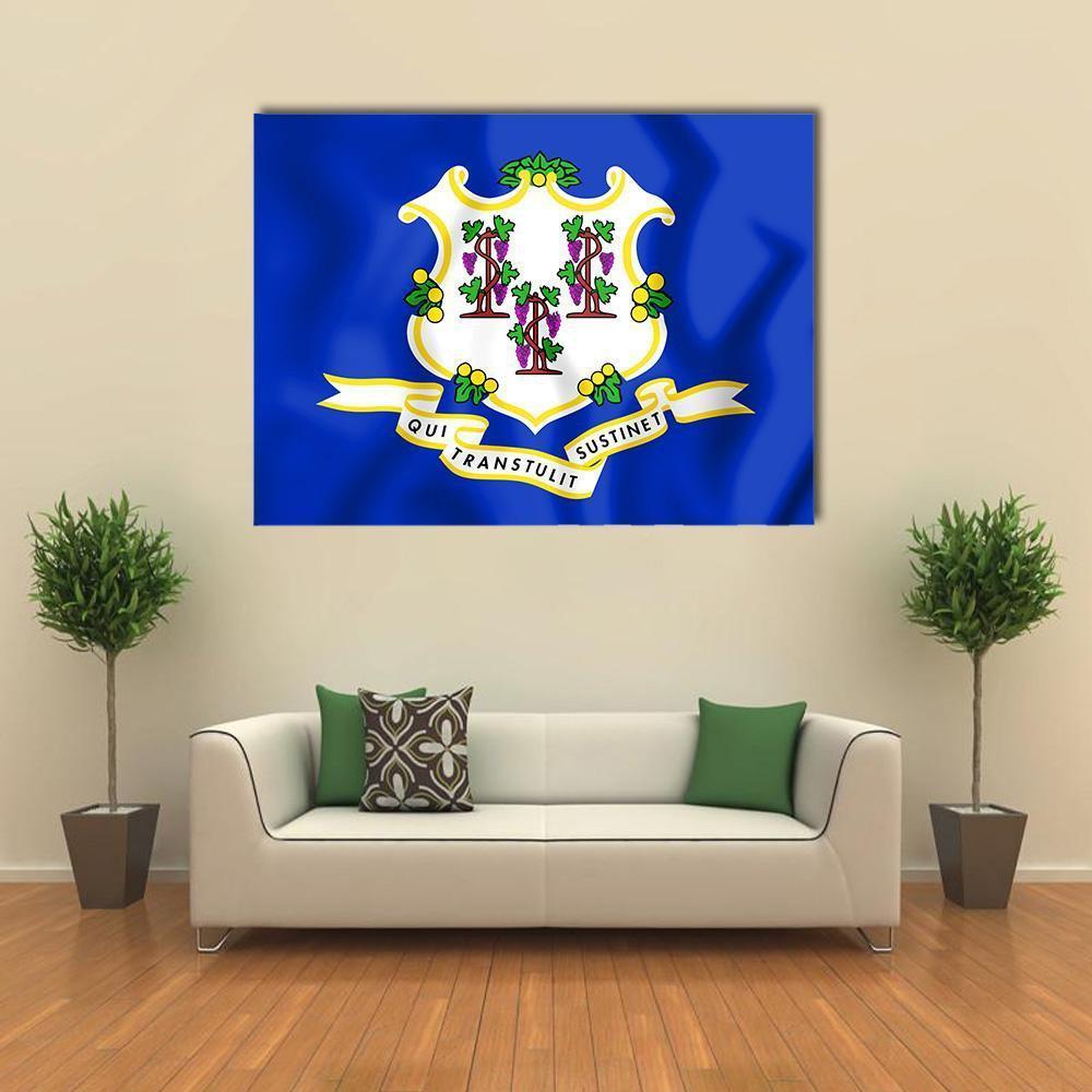 Flag Of Connecticut Canvas Wall Art-1 Piece-Gallery Wrap-48&quot; x 32&quot;-Tiaracle