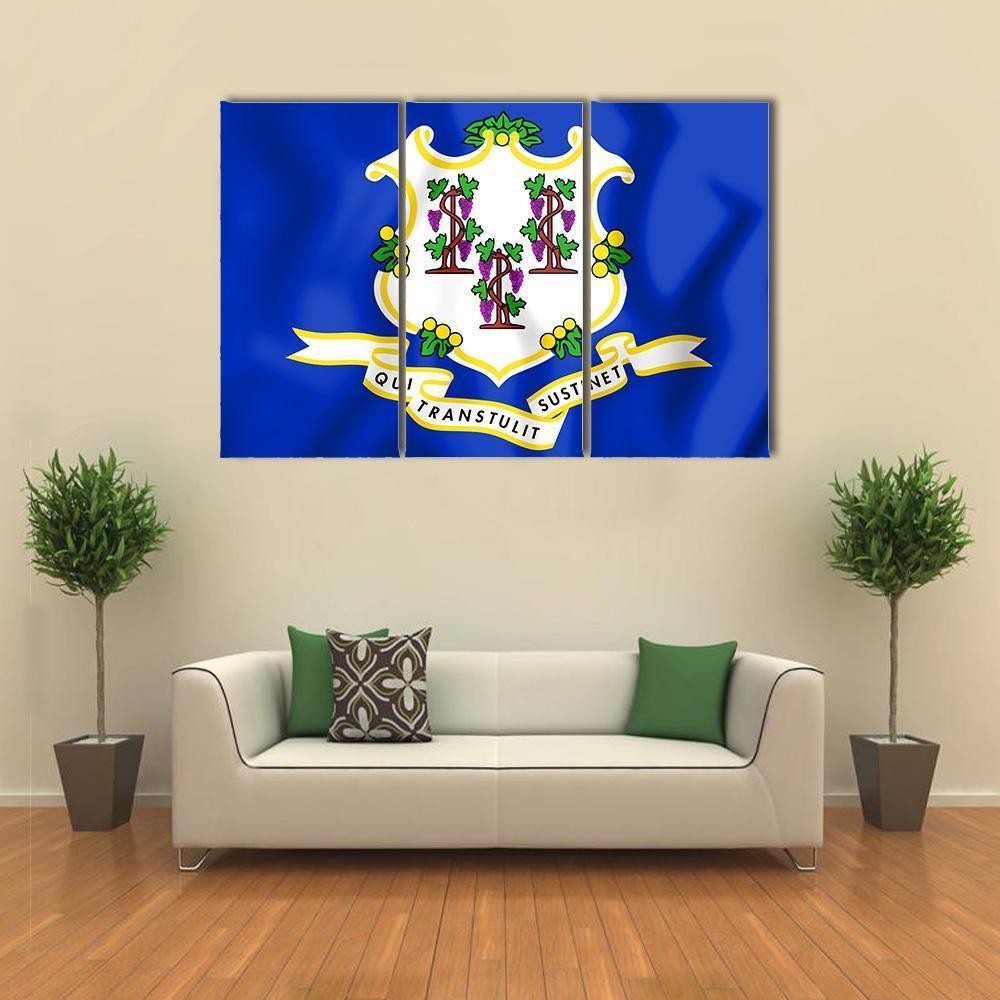 Flag Of Connecticut Canvas Wall Art-4 Pop-Gallery Wrap-50" x 32"-Tiaracle