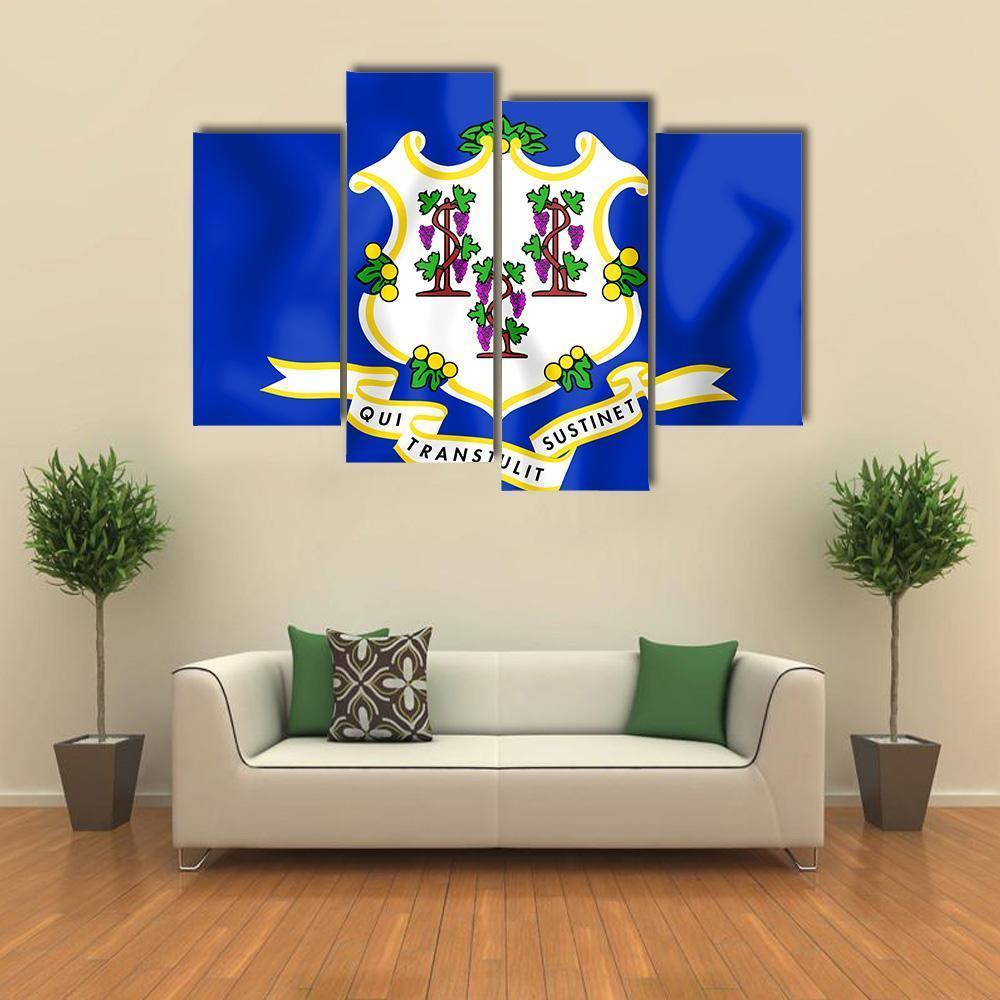 Flag Of Connecticut Canvas Wall Art-4 Pop-Gallery Wrap-50" x 32"-Tiaracle