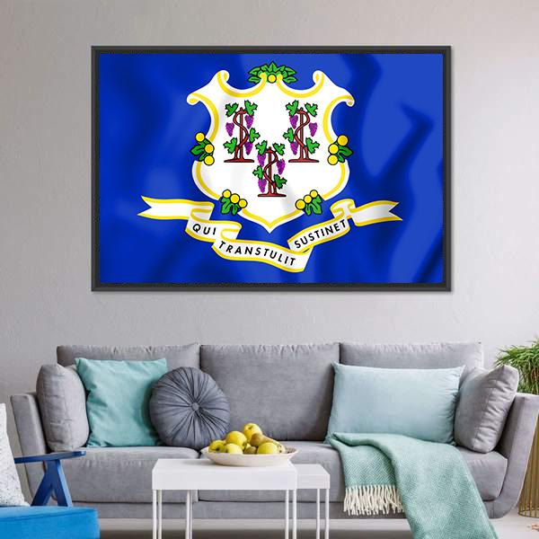 Flag Of Connecticut Canvas Wall Art-3 Horizontal-Gallery Wrap-25&quot; x 16&quot;-Tiaracle