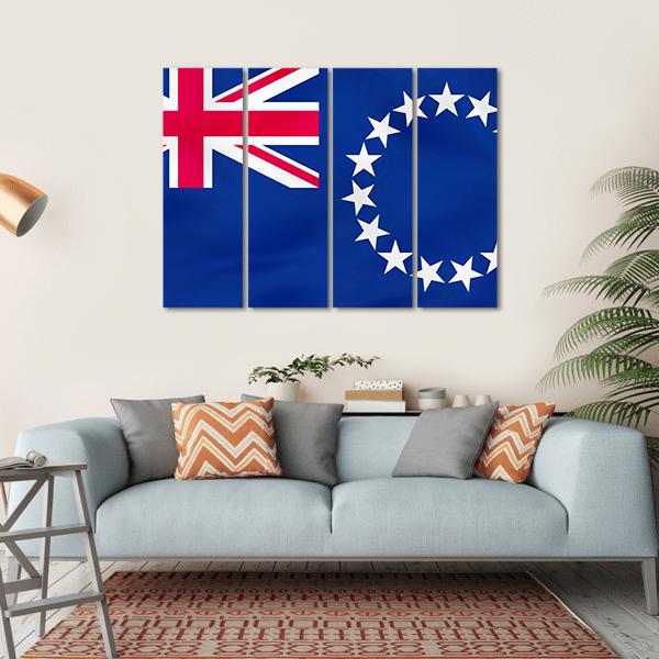 Flag Of Cook Islands Canvas Wall Art-4 Horizontal-Gallery Wrap-34" x 24"-Tiaracle
