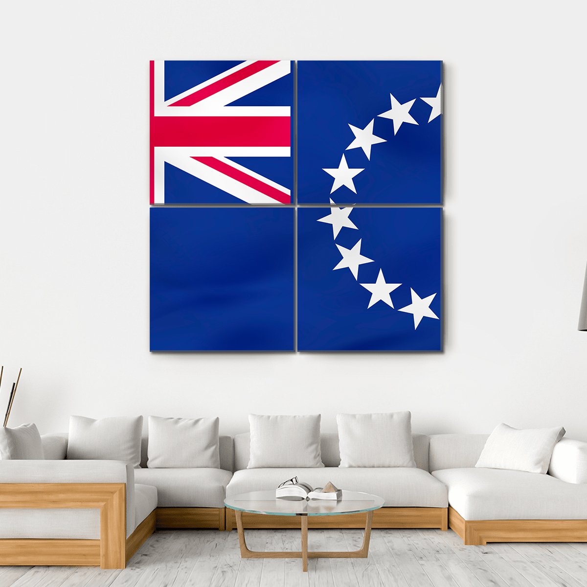 Flag Of Cook Islands Canvas Wall Art-4 Square-Gallery Wrap-17" x 17"-Tiaracle