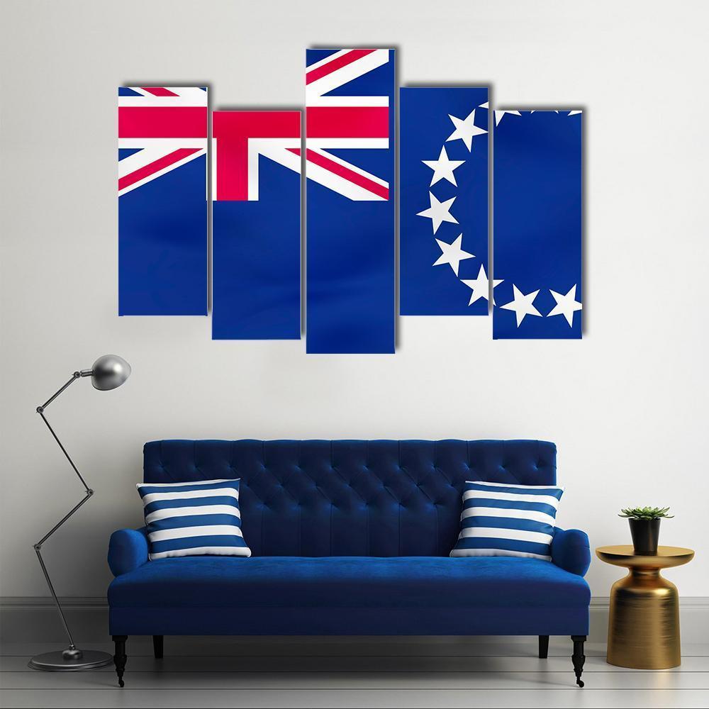 Flag Of Cook Islands Canvas Wall Art-5 Pop-Gallery Wrap-47" x 32"-Tiaracle