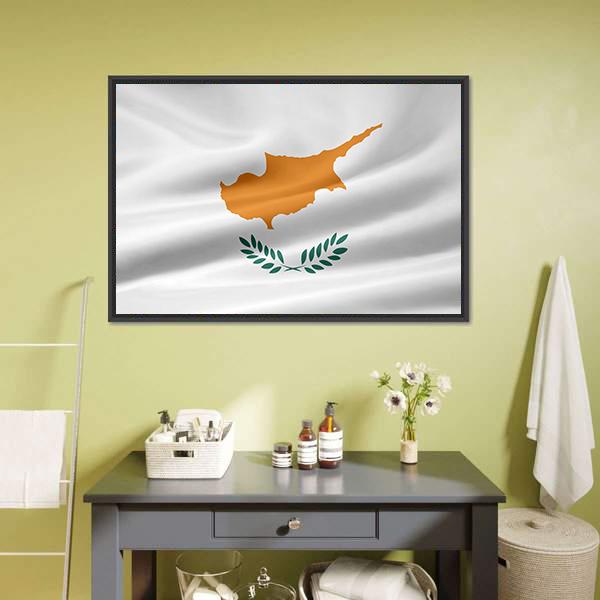Flag Of Cyprus Canvas Wall Art-1 Piece-Floating Frame-24" x 16"-Tiaracle