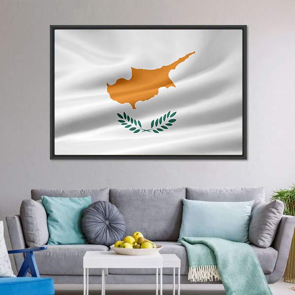 Flag Of Cyprus Canvas Wall Art-5 Horizontal-Gallery Wrap-22" x 12"-Tiaracle