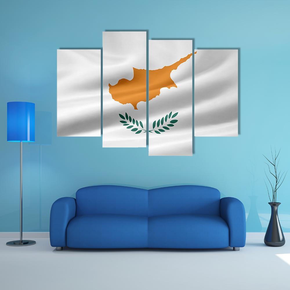 Flag Of Cyprus Canvas Wall Art-4 Pop-Gallery Wrap-50" x 32"-Tiaracle