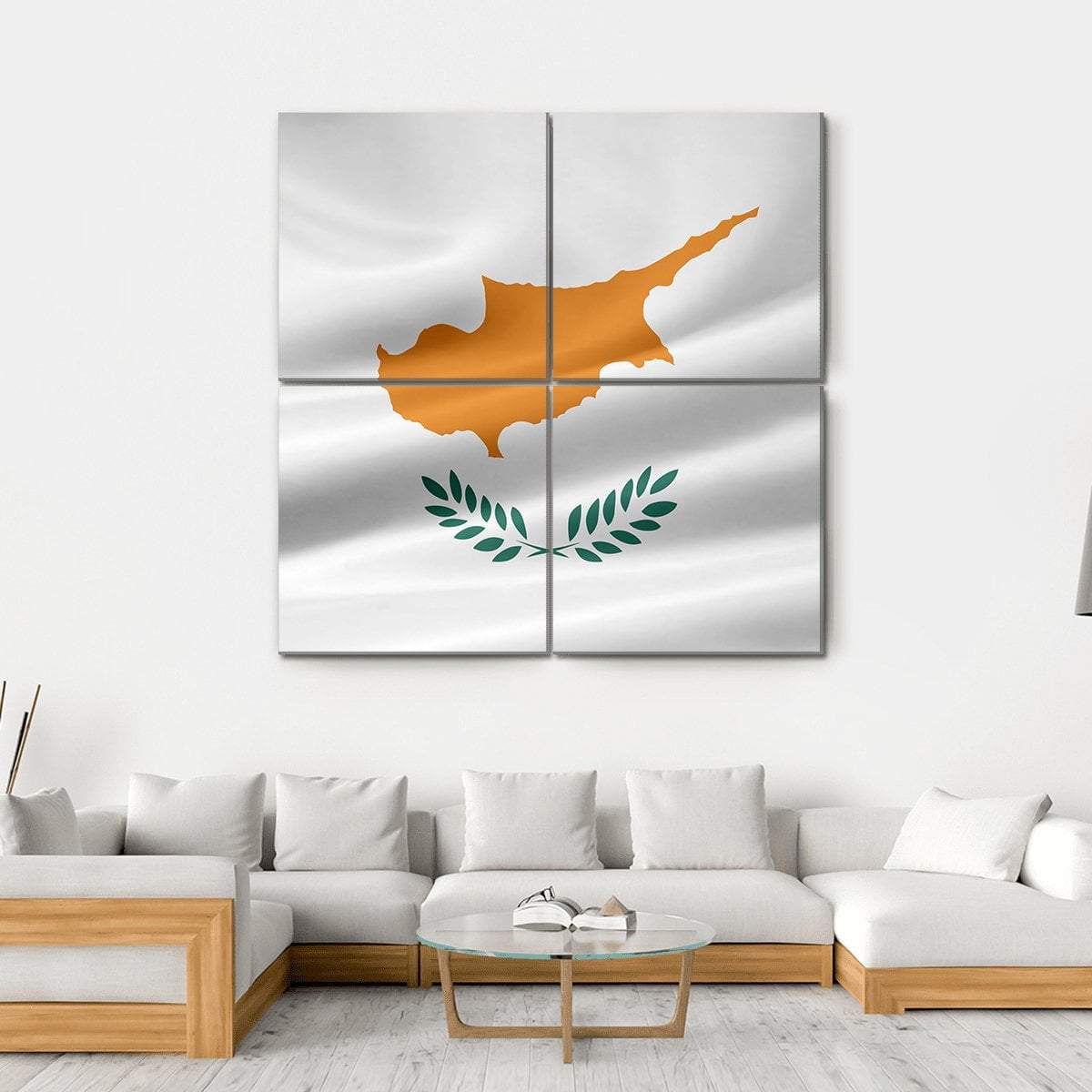 Flag Of Cyprus Canvas Wall Art-4 Square-Gallery Wrap-17" x 17"-Tiaracle