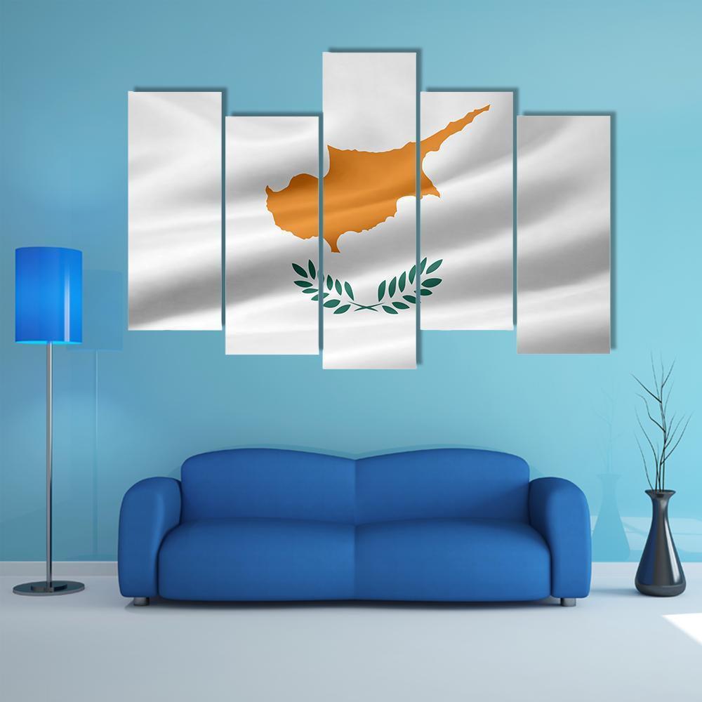 Flag Of Cyprus Canvas Wall Art-5 Pop-Gallery Wrap-47" x 32"-Tiaracle