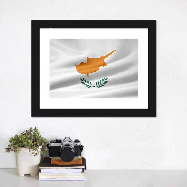 Flag Of Cyprus Canvas Wall Art-1 Piece-Framed Print-20" x 16"-Tiaracle
