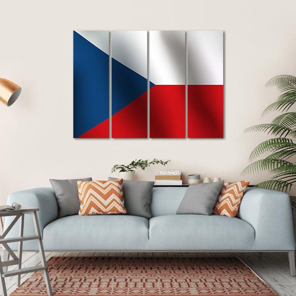 Flag Of Czech Republic Canvas Wall Art-4 Horizontal-Gallery Wrap-34" x 24"-Tiaracle