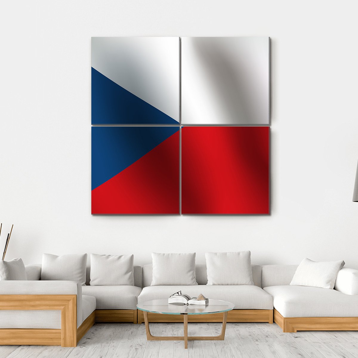 Flag Of Czech Republic Canvas Wall Art-4 Square-Gallery Wrap-17" x 17"-Tiaracle