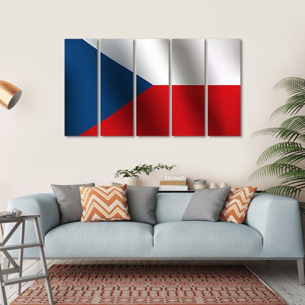 Flag Of Czech Republic Canvas Wall Art-5 Horizontal-Gallery Wrap-22" x 12"-Tiaracle