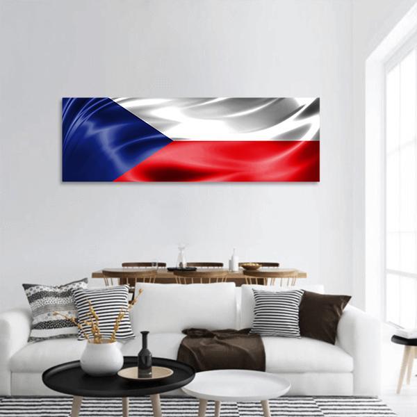 Czech Republic Flag Panoramic Canvas Wall Art-3 Piece-25" x 08"-Tiaracle