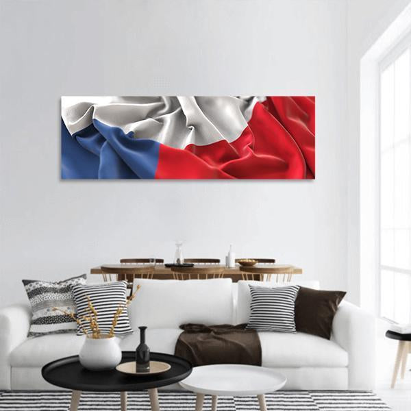 Czech Republic Flag Panoramic Canvas Wall Art-3 Piece-25" x 08"-Tiaracle